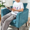 Teal Accent Chair, Boucle Chair,Barrel Chair,Fabric Armchair Club Chair,Upholstered Arm Chair with Solid Wood Legs - 3 of 4