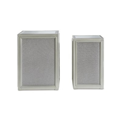 Hollywood Glamour Silver Square Mirrored Nesting End Tables