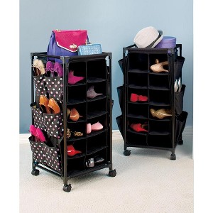 The Lakeside Collection Fashionable Rolling Shoe Storage Unit with Fabric Cubbies - 1 of 4