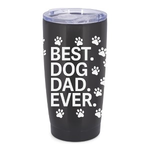 Elanze Designs Best Dog Dad Ever Pet Pawprint Wrap-Around Design 20 Ounce Stainless Steel On-The-Go Coffee Mug, Thermal Travel Tumbler with Leak - 1 of 4