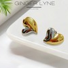 Curved Heart Earrings for Women by Ginger Lyne | Large Gold Two-Tone Stainless Studs for Her - 4 of 4