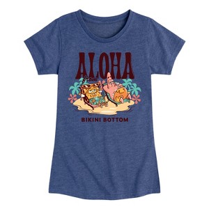 Girls' - SpongeBob SquarePants - Aloha From Bikini Bottom Fitted Short Sleeve Graphic T-Shirt - 1 of 4