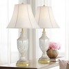 Regency Hill Traditional Table Lamps 26.5" High Set of 2 Cut Glass Urn Brass White Cream Bell Shade for Living Room Family Bedroom Bedside - 2 of 4