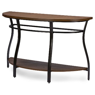 Newcastle Curved Wood and Metal Console Table - Baxton Studio