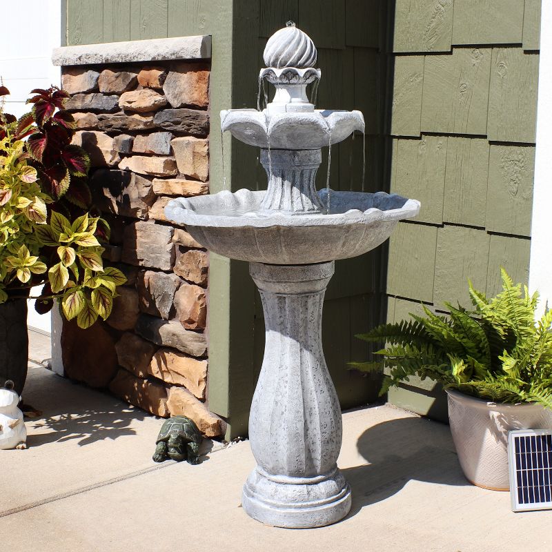 Sunnydaze 45" H Outdoor Arcade 2-Tier Solar Water Fountain with Battery Backup and LED Light, 3 of 17