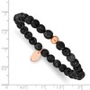 Chisel Stainless Steel Polished Rose IP-plated 6mm Black Onyx Stretch Bracelet - 4 of 4