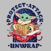 Women's Star Wars The Mandalorian Christmas The Child Protect Attack Unwrap T-Shirt - 2 of 4