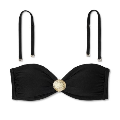 Shade & Shore Women's Metallic Shell Hardware Bandeau Bikini Top - Shade & Shore™ Black L: Recycled Polyester, Spandex, Adjustable Strap — фото 8