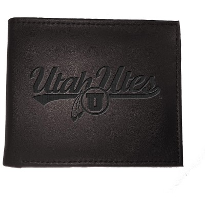 Evergreen NCAA University of Utah Black Leather Bifold Wallet Officially Licensed with Gift Box