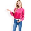 Anna-Kaci Women's Velvet Long Sleeve Top with Puff Shoulders - 4 of 4