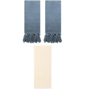 REGALWOVEN 3 Packs Striped and Tassels Hand Towels for Bathroom 14" x 30" - 1 of 4
