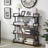 4 Tier Office Bookcase Shelf Rustic Wood Metal Bookshelves Freestanding Open Book Shelf - 2 of 4
