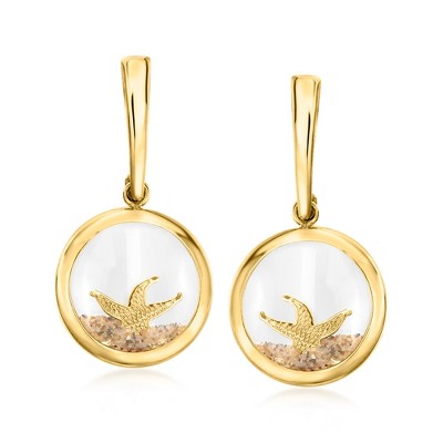 Ross-Simons 14kt Yellow Gold Starfish and Sand Drop Earrings