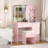 Vanity Desk with Mirror and Lights, Modern Makeup Dressing Table with Outlets, Storage Stool, 4 Drawers, 3 Colors LED & Hair Dryer Holder - 4 of 4