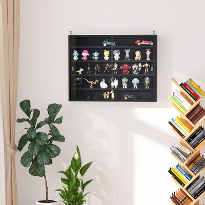 Black and White Wall Mounted Display Cabinet with Adjustable Shelves