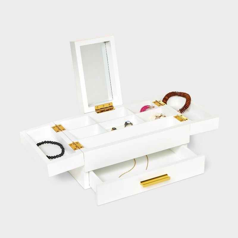 Flip Top with Drawer Jewelry Organizer - A New Day&#8482; White, 2 of 3
