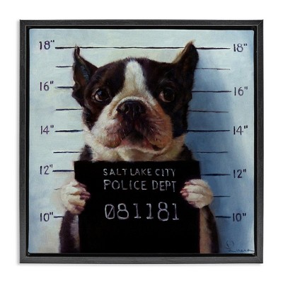 Stupell Industries Boston Terrier Jail Convicted Mugshot, 18" x 18"