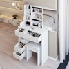 FONTOI 29.2"W/37"W/41"W Makeup Vanity Table with Left Drawer Stool Large Sliding Mirror Capacity Storage for Bedroom Dressing Room, White/Black - 4 of 4