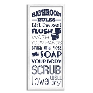 Stupell Industries Bathroom Rules Sign Navy Blue Toilet Bubbly Soap, 30" x 13" - 1 of 4