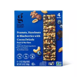 Peanuts, Hazelnuts and Blueberries with Cocoa Drizzle Fruit and Nut Bars - 5.6oz/4ct - Good & Gather™