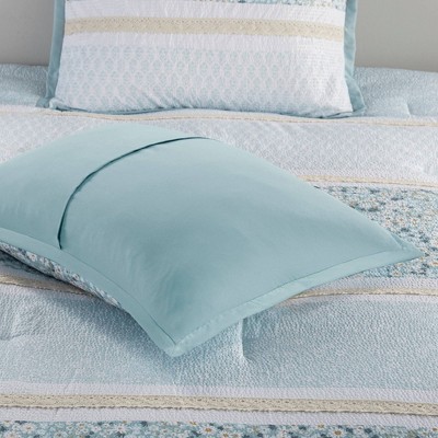 Madison Park 5pc Full/Queen Tulia Seersucker Comforter Bedding Set with Throw Pillows Aqua Blue - Madison Park: Hypoallergenic, Ruffles — фото 5