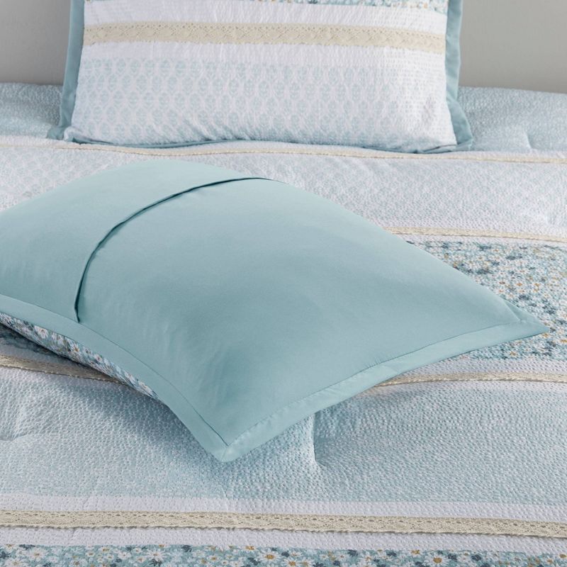 5pc Full/Queen Tulia Seersucker Comforter Bedding Set with Throw Pillows Aqua Blue - Madison Park, 5 of 12