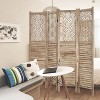 4 Panel Room Divider, 67" Tall Wood Privacy Screen, Freestanding Decorative Cutout Partition for Bedroom/Living Room - 4 of 4
