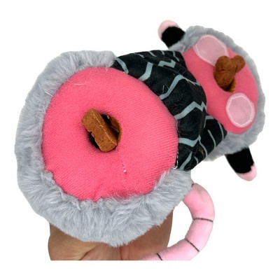 Gray Plush Opossum Dog Toy with Hidden Treat Compartments