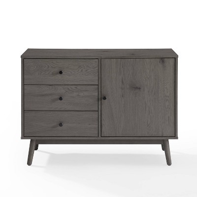 Gray Wood Mid-Century Modern Media Console with Storage