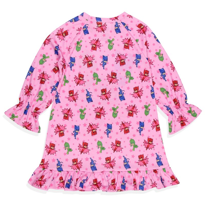 PJ Masks Girls' Gekko Catboy Owlette Characters Pajama Dress Nightgown Pink, 4 of 5