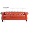 NicBex 84.65" Chesterfield Sofa with Rolled Arm, Modern PU Leather 3 Seater Sofa Couch, Upholstered Vintage Couch for Living Room - 2 of 4
