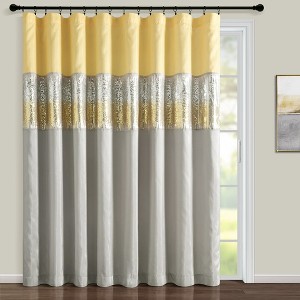 Home Boutique Night Sky Window Curtain Panel Yellow/Gray Single 100x84 - 1 of 1