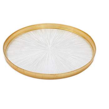 Classic Touch Set of 4 Crystal Glass Plates with Gold Border