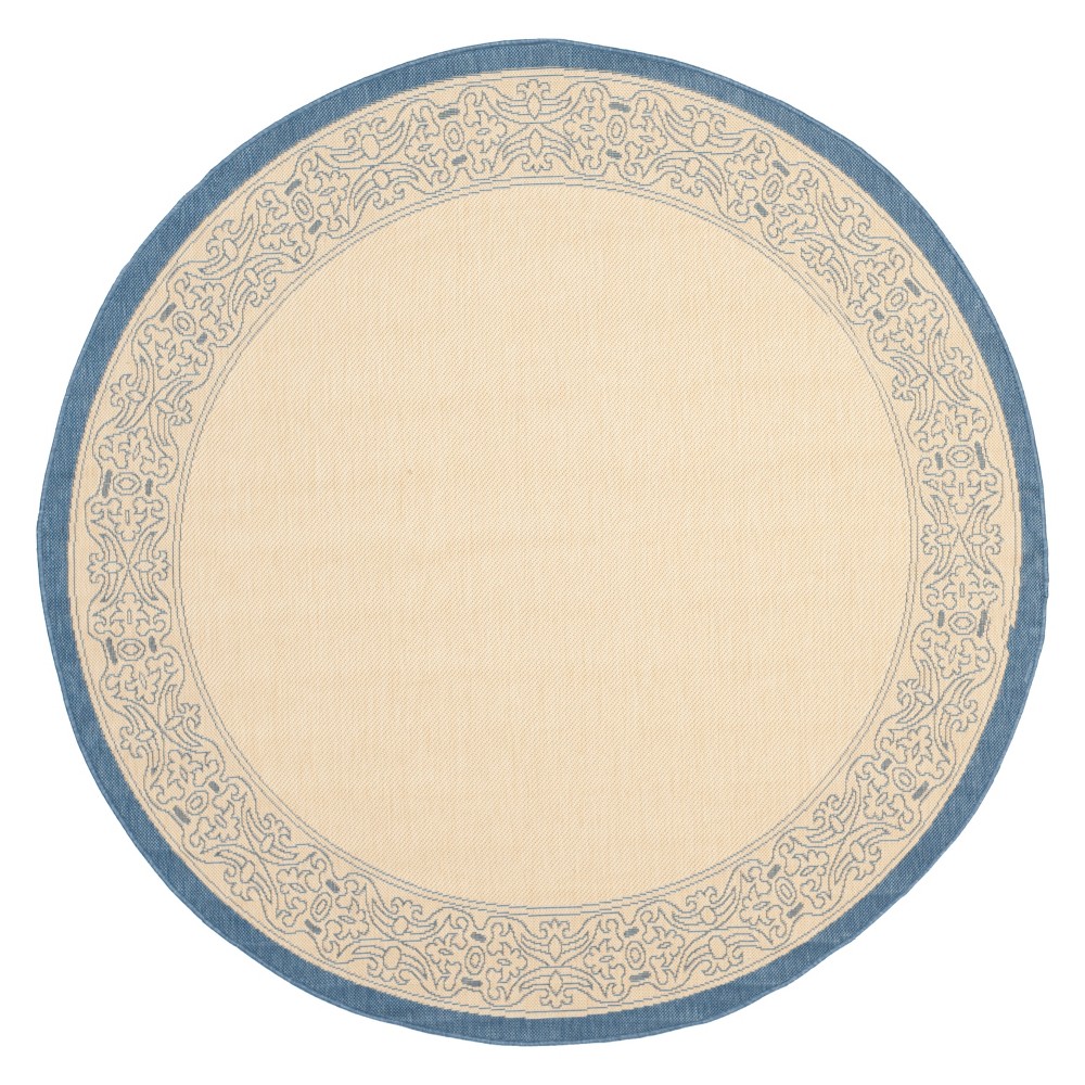 6'7in Antibes Round Outdoor Rug Natural/Blue - Safavieh