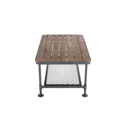 Industrial Newport 45.5" Gray Metal & Natural Wood Coffee Table