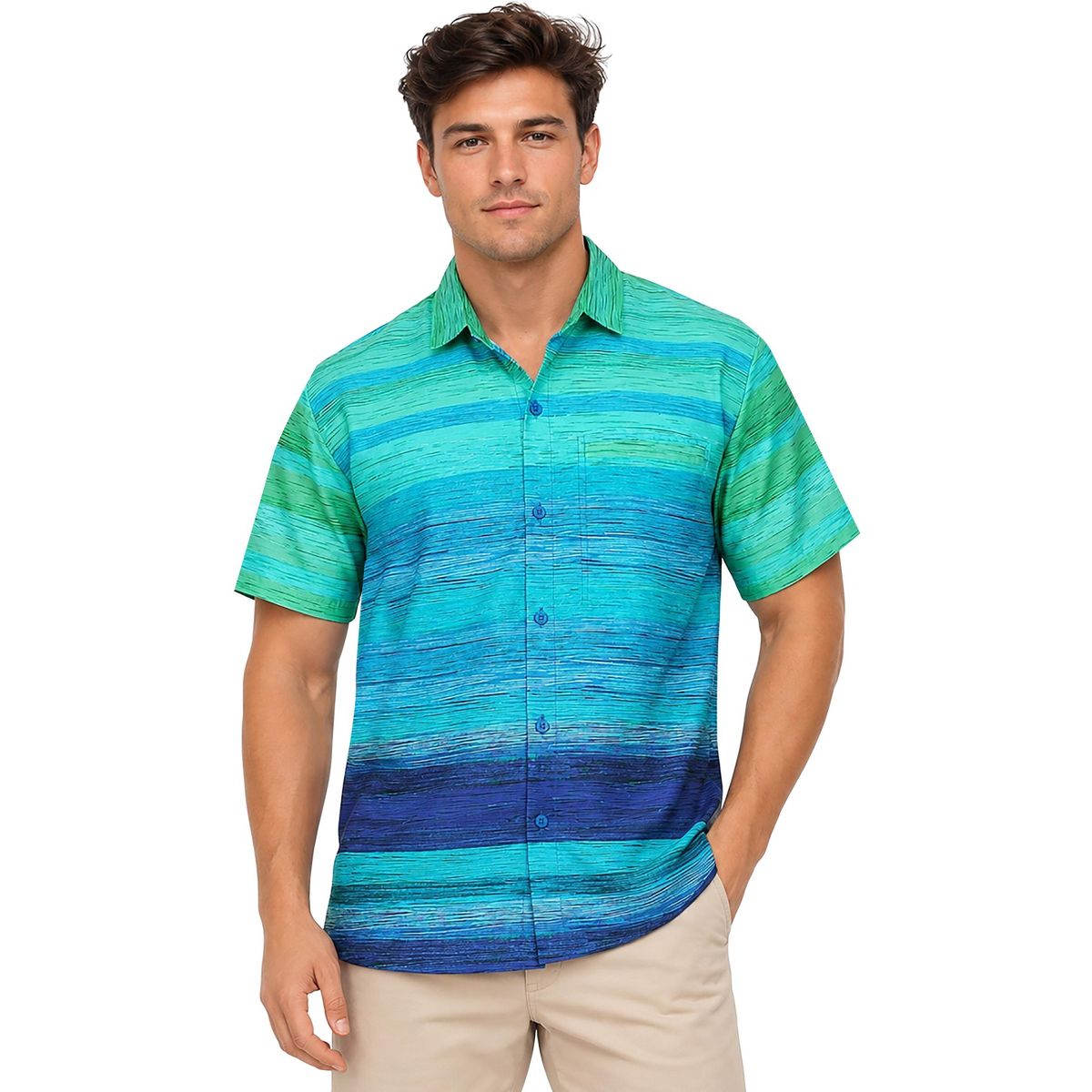 HAPPY BAY Men's Hawaiian Shirts Short Sleeve Button Down Shirt Mens Tropical Shirts Casual Summer Party Caribbean Shirts Funny 5XL Blue,Stripe