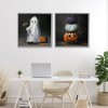 Stupell Industries Vintage Halloween Ghost & Pumpkin Stack 2pc Framed Giclee Art Set - 2 of 4