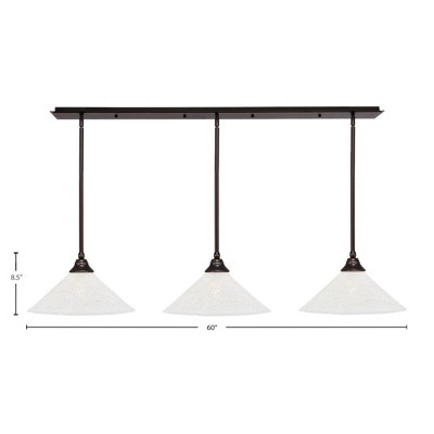 Toltec Lighting Stem 3 - Light Chandelier in  Dark Granite with 16" Gold Ice Shade