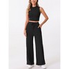 Allegra K Women's 2 Piece Crew Neck Sleeveless Crop Tank and Wide Leg Pants Summer Lounge Set - 2 of 4