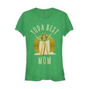 Juniors Womens Star Wars Yoda Best Mom Cartoon T-Shirt - 1 of 3