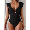 Eomenie Women's One Piece Swimsuit Tummy Control Bathing Suit Cutout Ruffle Slimming Swim Suit - 2 of 3