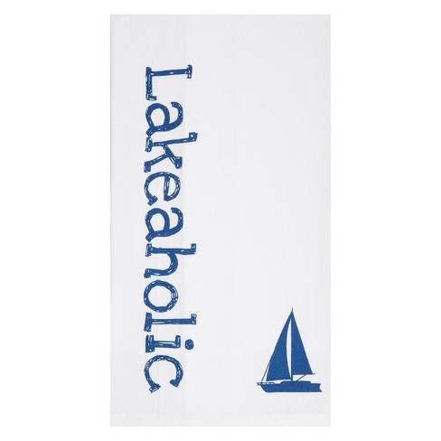 Lake Hand Towel Nautical Themed Towels Navy Blue Kitchen Dishtowels  Lakehouse