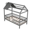 Twin Size Solid Wood Bedframe, House Bed With Fence, No Box Spring Needed W/Roof For Kids, Teens, Boys, Girls Kidroom 78.3"L x 41.7"W x 71.2"H - 4 of 4