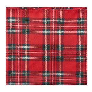 Jacob Alexander Men's Red Christmas Plaid Pocket Square Handkerchief - 1 of 4