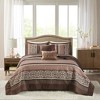 Gulches 5 Piece Queen Reversible Jacquard Bedspread Set,Red - 3 of 4