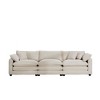 Mid-Century Modern Sofa 3-Seater Sectional Sofa with 2 Arm Pillows and 3 Throw Pillows, Light Beige Corduroy Fabric - 4 of 4