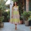 Knit & Lounge Women’s Floral Tiered Maxi Dress Tie Straps Square Neck Tassel Detail Lightweight Boho Dress - 2 of 4