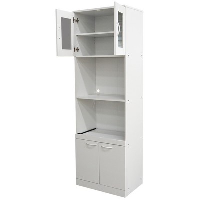 Danbury Tall White Laminate Kitchen Storage Cabinet with Glass Doors
