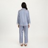 Anna-Kaci Lounge Women's 2-Piece Set Satin Button Front Pajama Top with Lace Trim Sleeves and Matching Elastic Waist Pants - 4 of 4