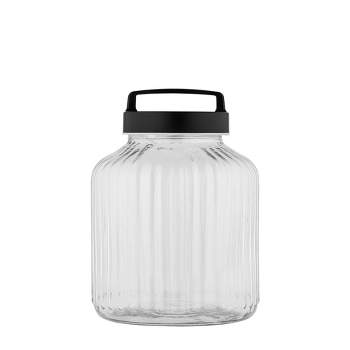 Amici Home Franklin Glass Airtight Kitchen Canister, For Organization of Flour, Sugar, Nuts, and Other Dry Goods, Black Metal Cover ,144 oz.